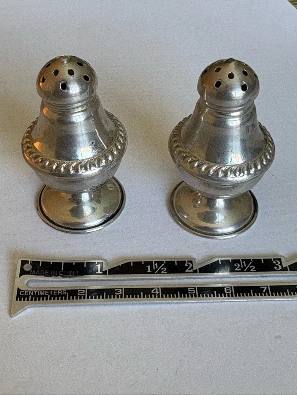 Sterling Silver Vintage Sculpted Individual Salt and Pepper Shakers PAIR